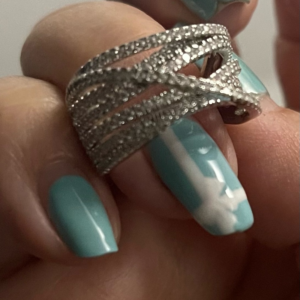 Cubic Zirconia Pave Interlocking Ring (1-1/6 ct. t.w.) in Sterling Silver, Sz 6 - Picture 5 of 6
